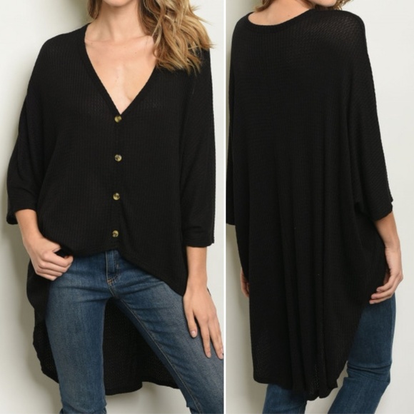 WAFFLE KNIT HIGH/ LOW TOP - Picture 3 of 5